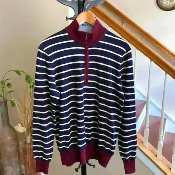 Brooks Brothers 100% Fine Merino Wool Half Zip Sweater Size M - Picture 3 of 14